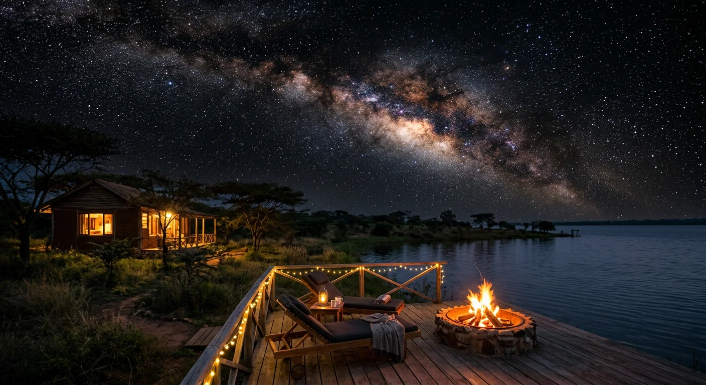 An evening deck beneath the stars — architectural illustration