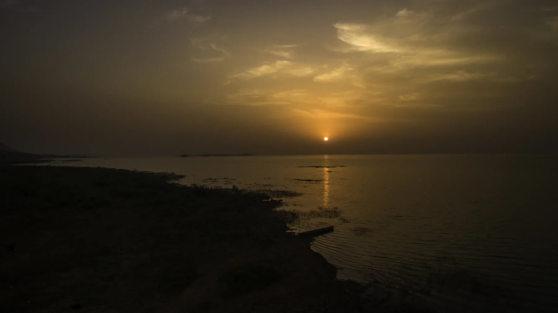 Lake Volta at sunset, near Dzemeni